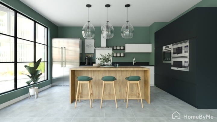 green contemporary kichen