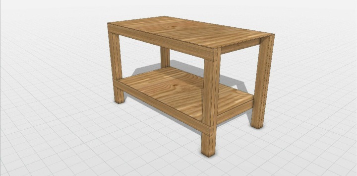 Wooden table made with 3DByMe - 3D planner view