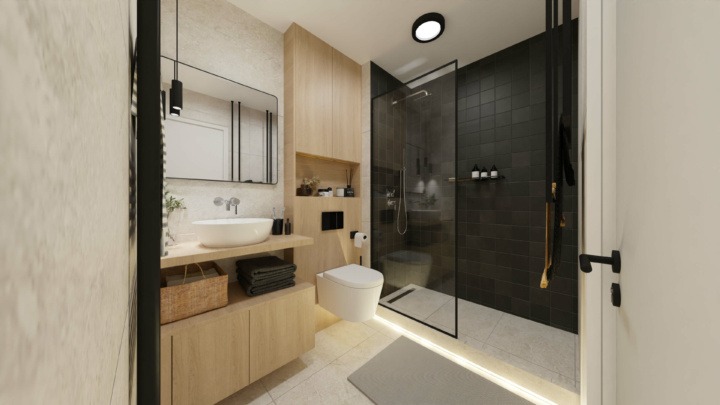 Modern bathroom made with HomeByMe