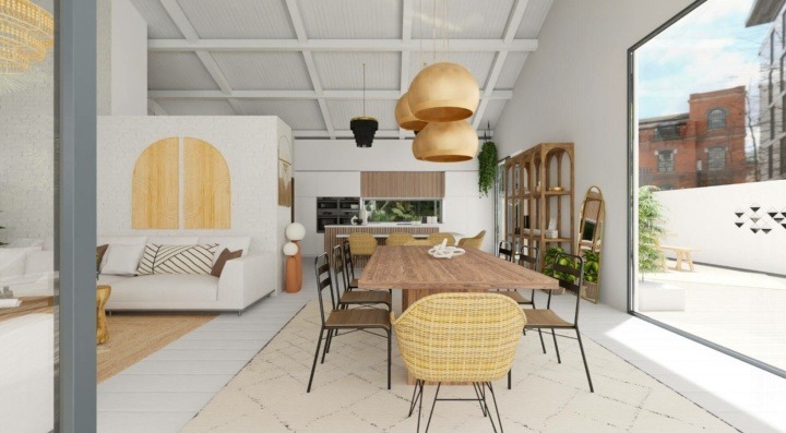 Dining room in a beach house