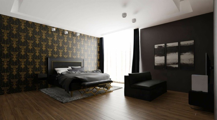 Brown contemporary master bedroom