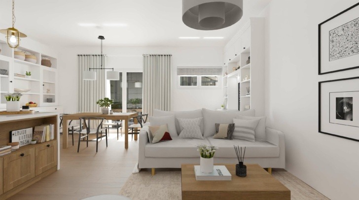 Beautiful living room with neutral tones