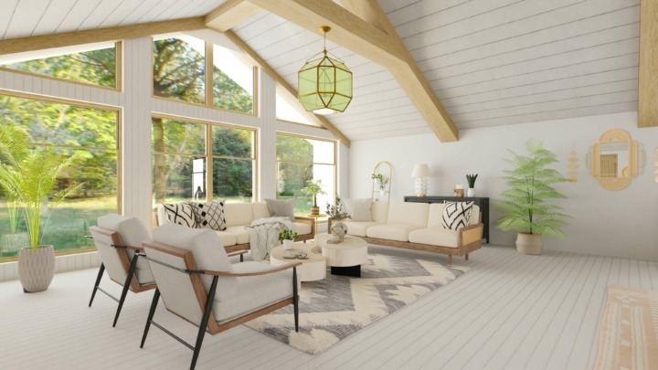 View of a living room designed for cabin plans