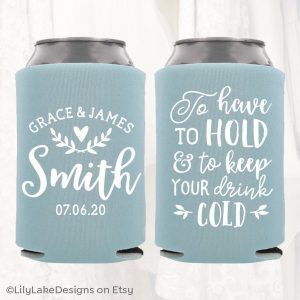Wedding favors - personalized can koozies