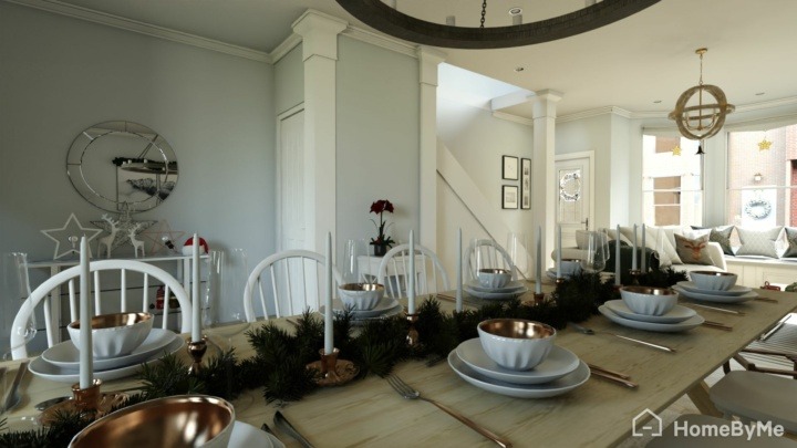 Dining room with Christmas decoration