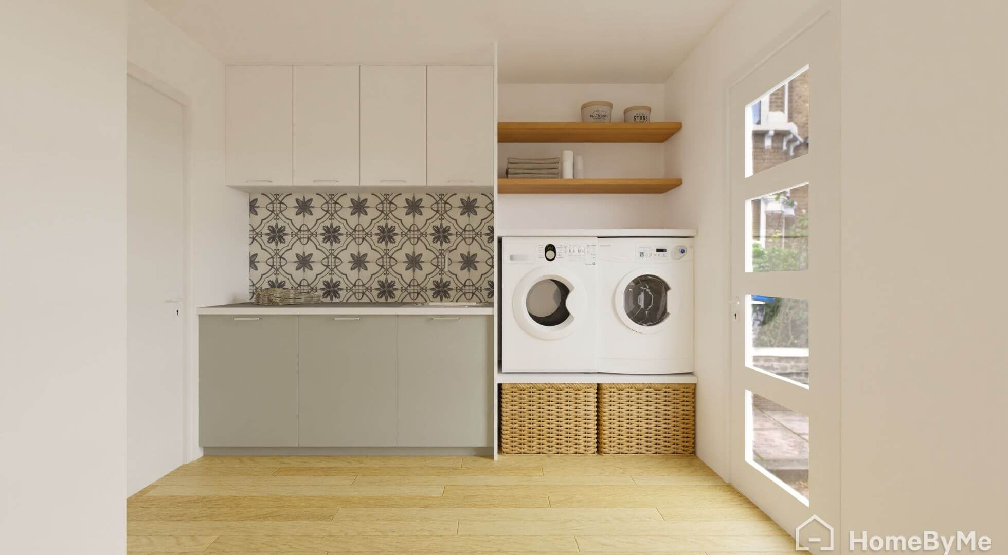 Laundry room room with cabinets