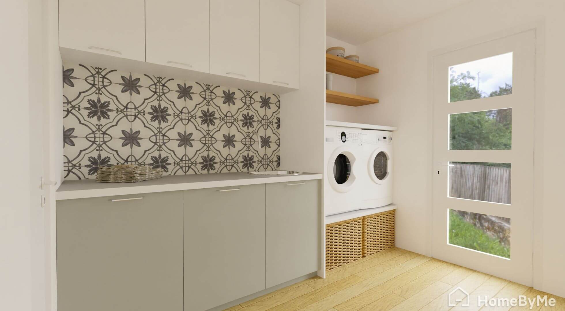 Laundry room with cabinets