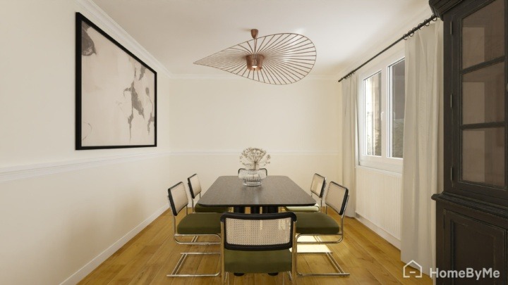 dining room with plinths and cornices