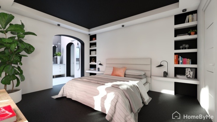 Beautiful modern bedroom with some black touch