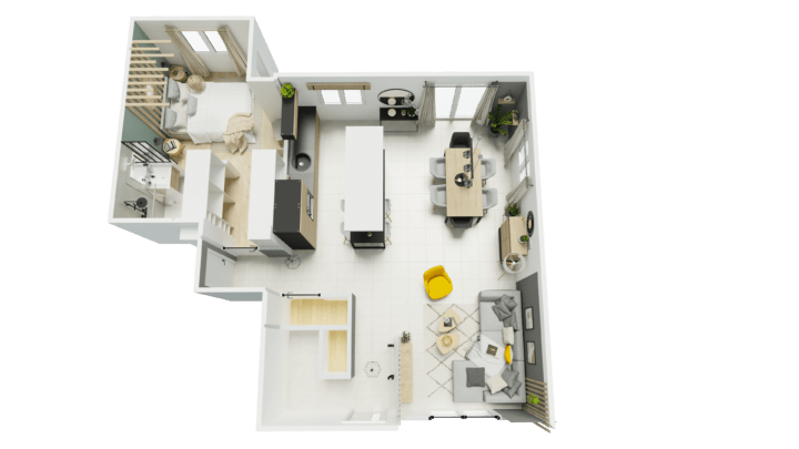 Floor plan for a one bedroom house