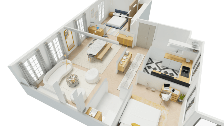 Example of farmhouse floor plans designed with HomeByMe