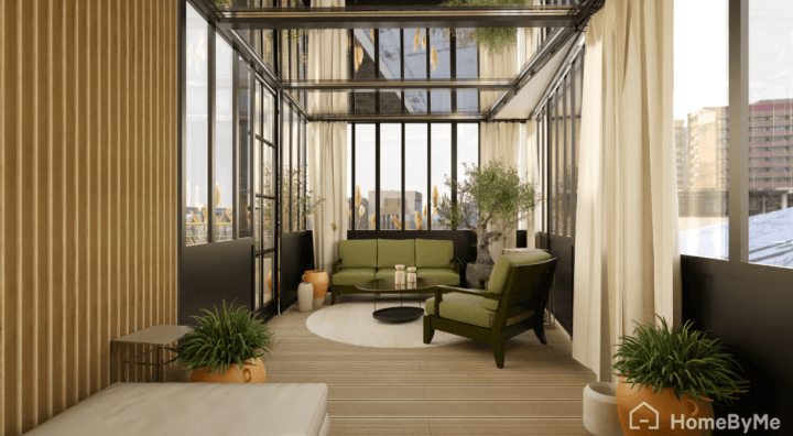 Industrial style sunroom