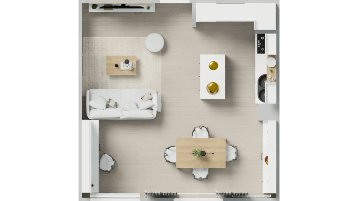 3D view of a small apartment