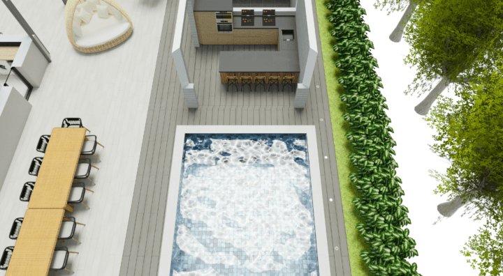 3D Floor plan of an outdoor kitchen